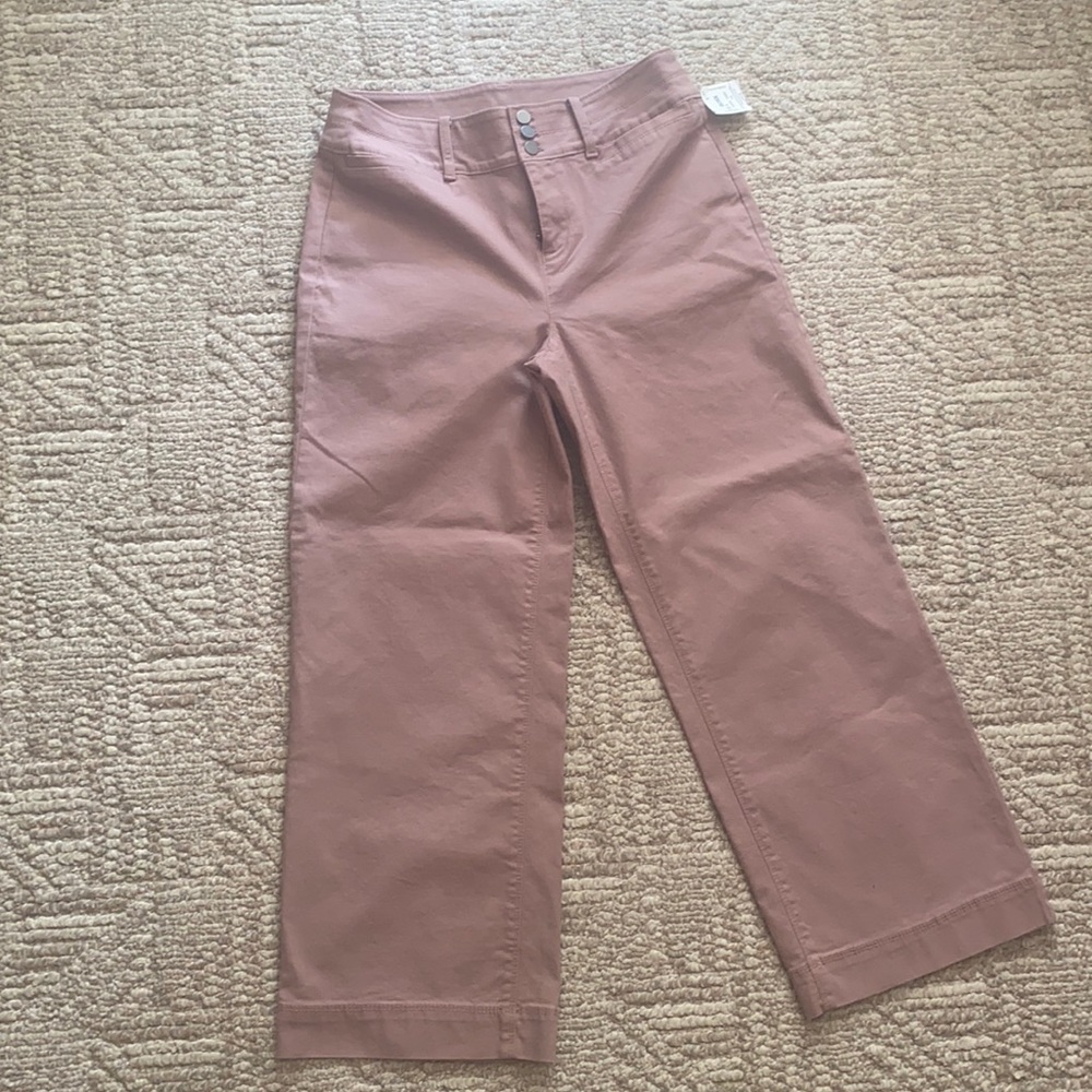NWOT loft dusty rose wide leg cropped pants 4